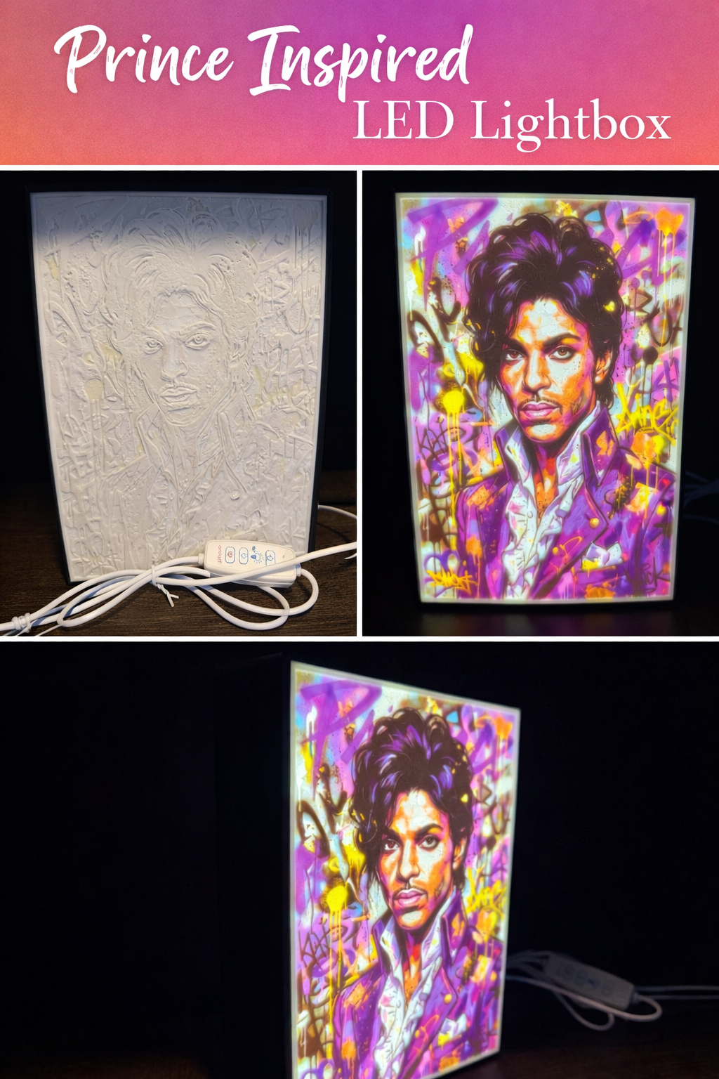 Prince Inspired LED Lithophane Lightbox