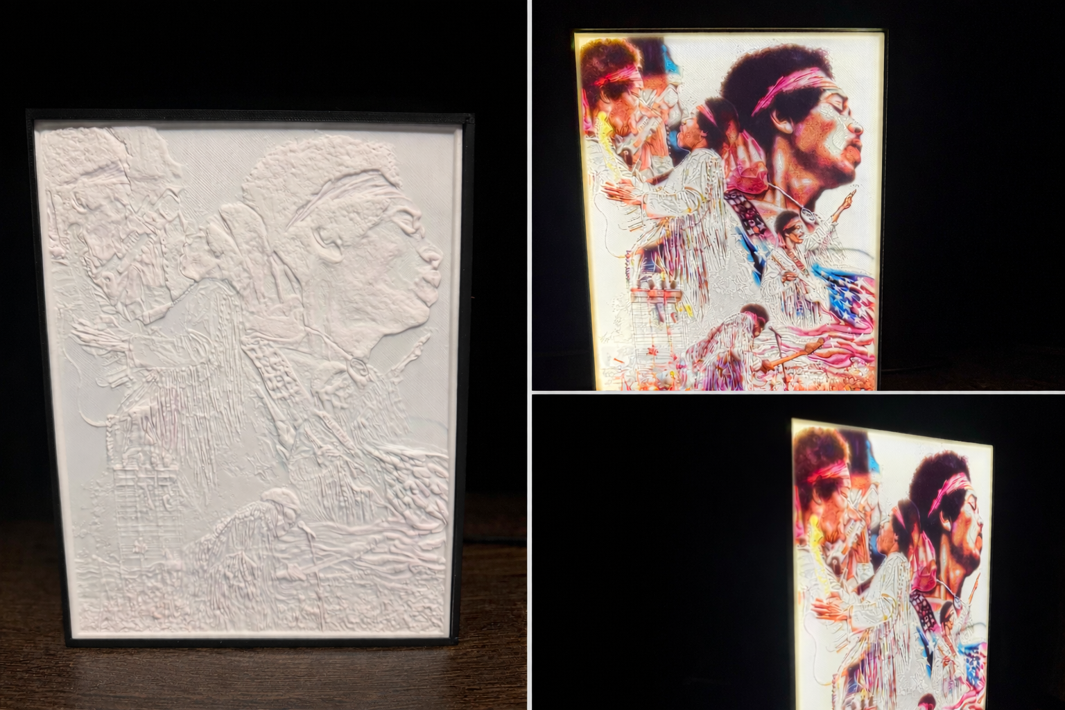 Jimi Hendrix Woodstock Inspired LED Lithophane Lightbox