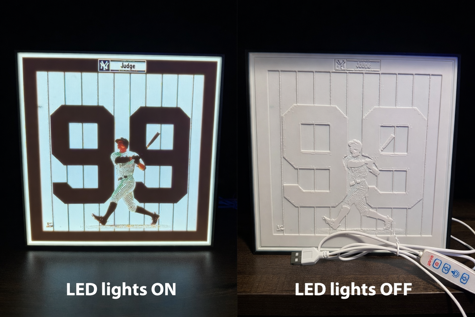 New York Yankees - Aaron Judge #99 Lithophane LED Light Box