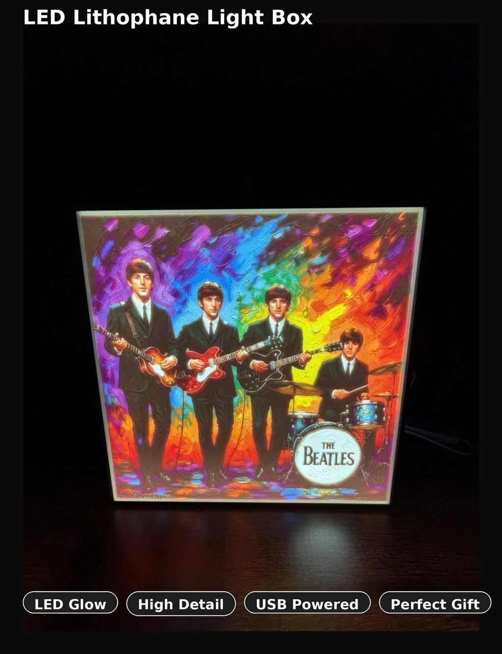 The Beatles Oil Painting Inspired LED Lithophane Light Box