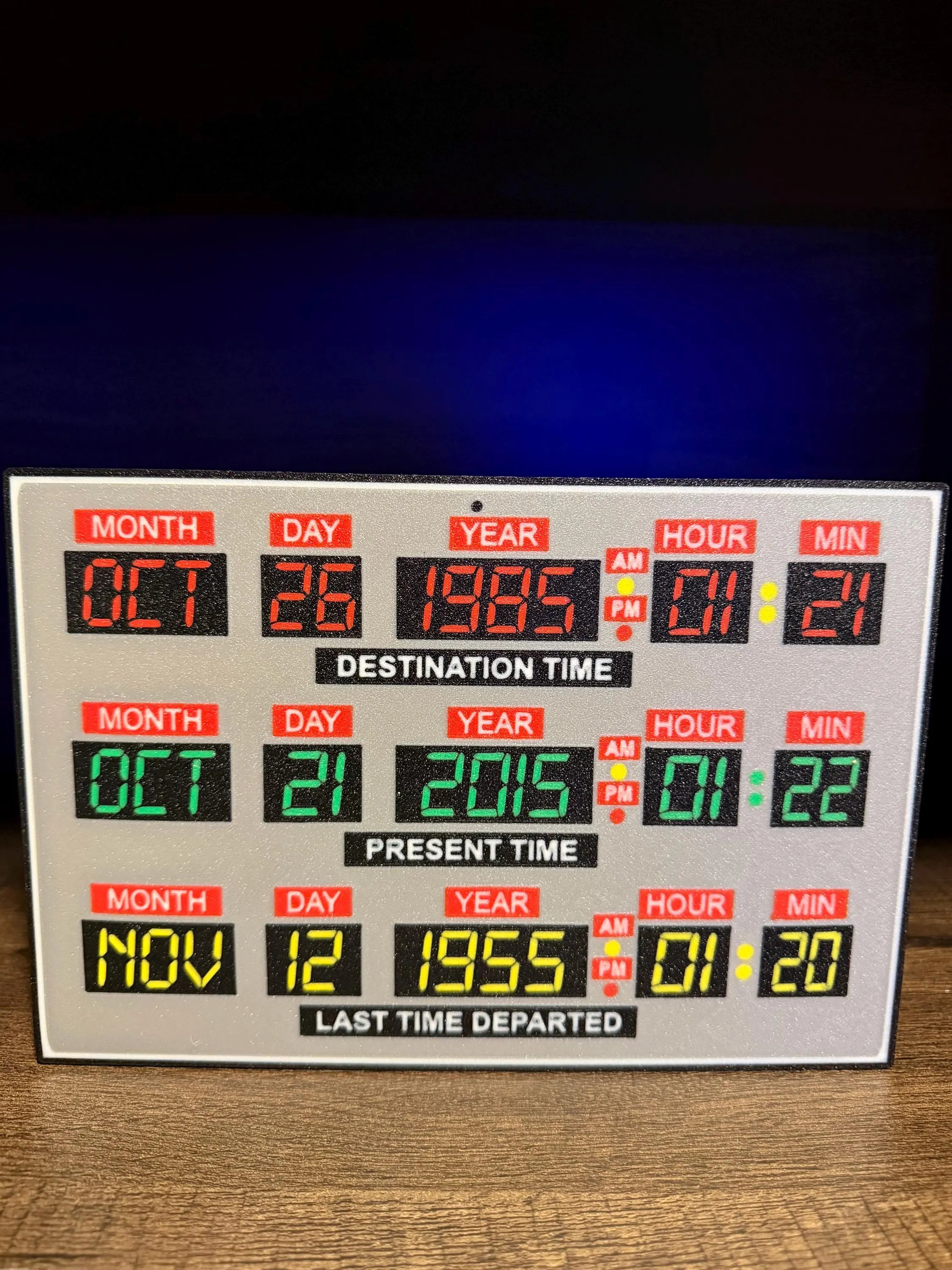 Back to the Future Inspired Time Travel LED Light Box