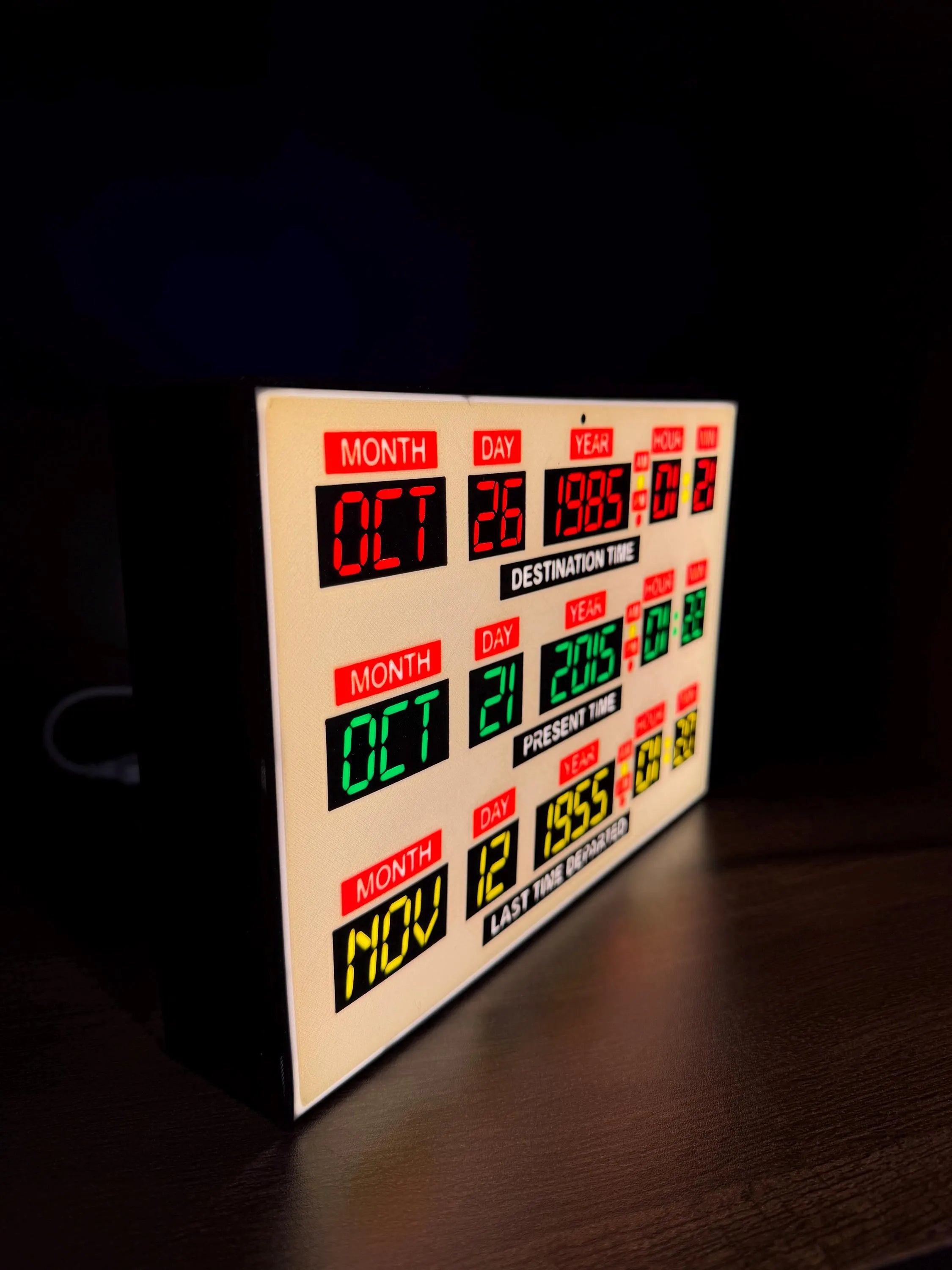 Back to the Future Inspired Time Travel LED Light Box