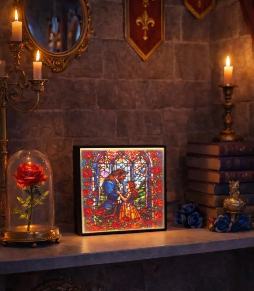 Custom Beauty and the Beast Stained Glass–Style LED Lightbox