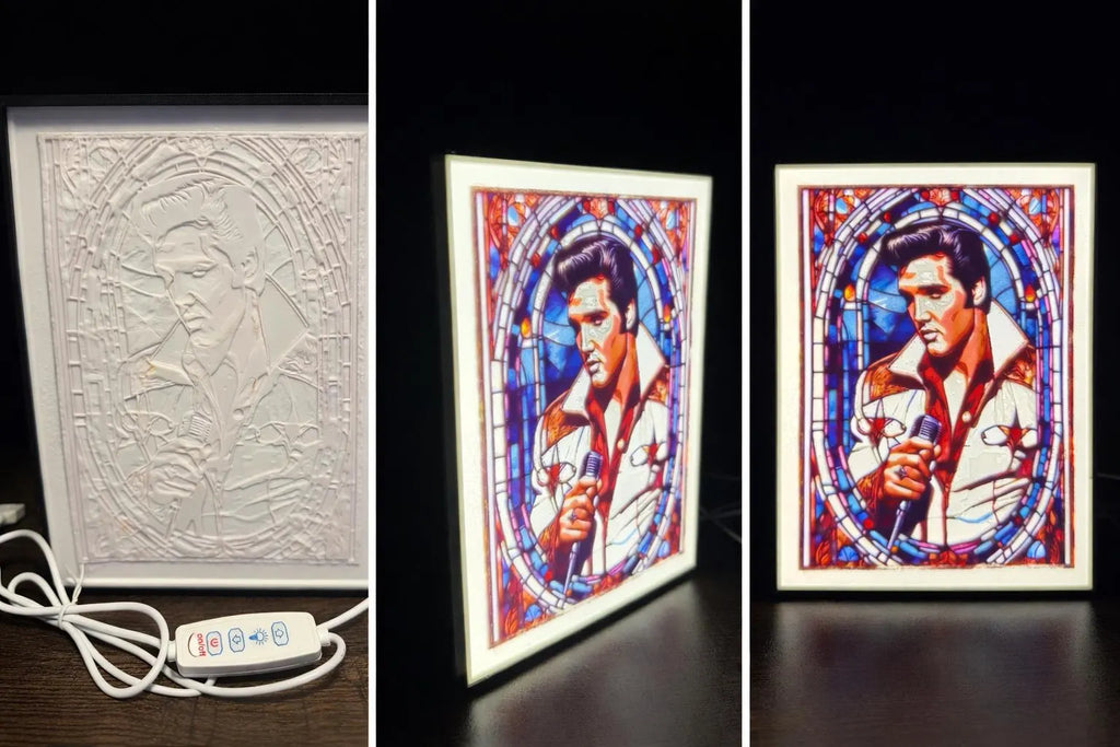 Elvis Inspired Stained Glass Lithophane LED Lightbox