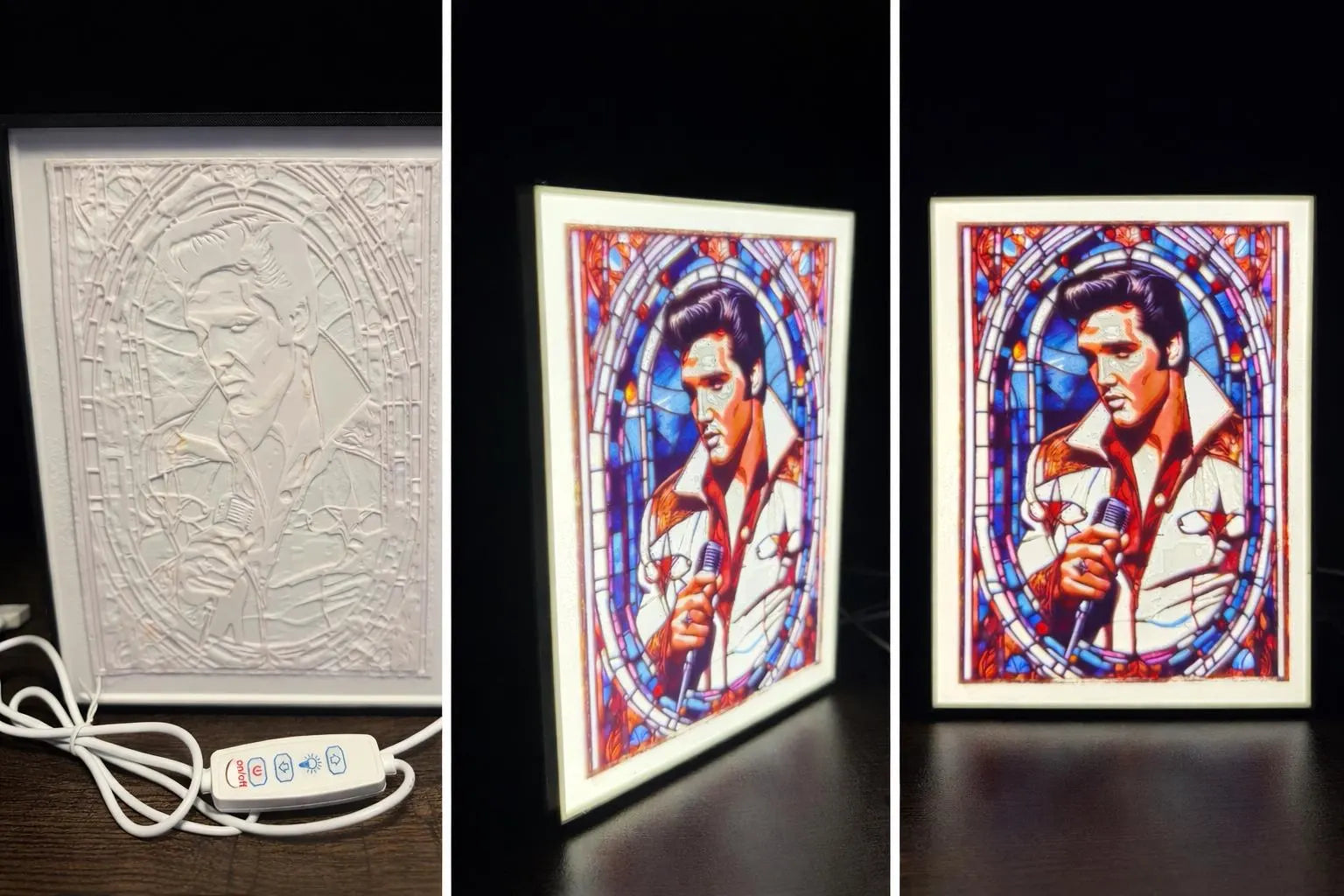 Elvis Inspired Stained Glass Lithophane LED Lightbox