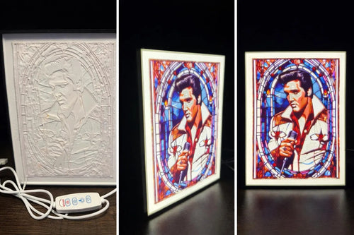 Elvis Inspired Stained Glass Lithophane LED Lightbox