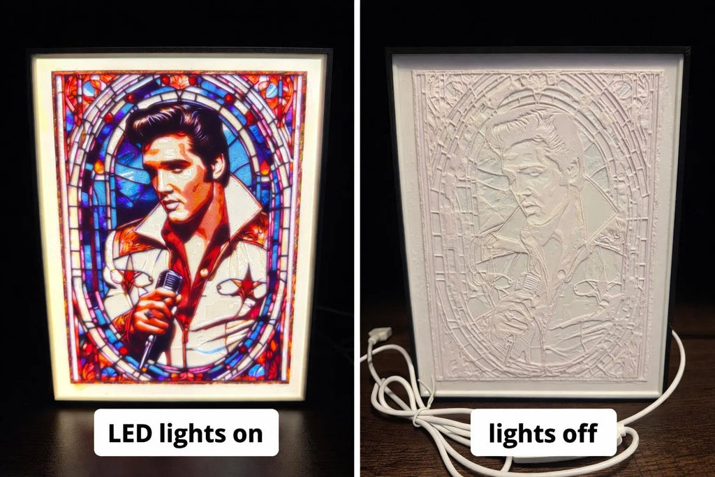 Elvis Inspired Stained Glass Lithophane LED Lightbox