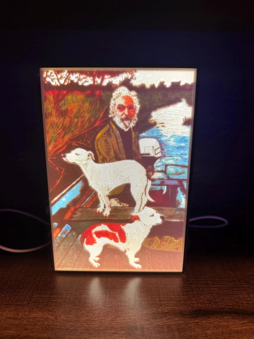 Goodfellas Inspired - Old Man with Dogs LED Lithophane Lightbox