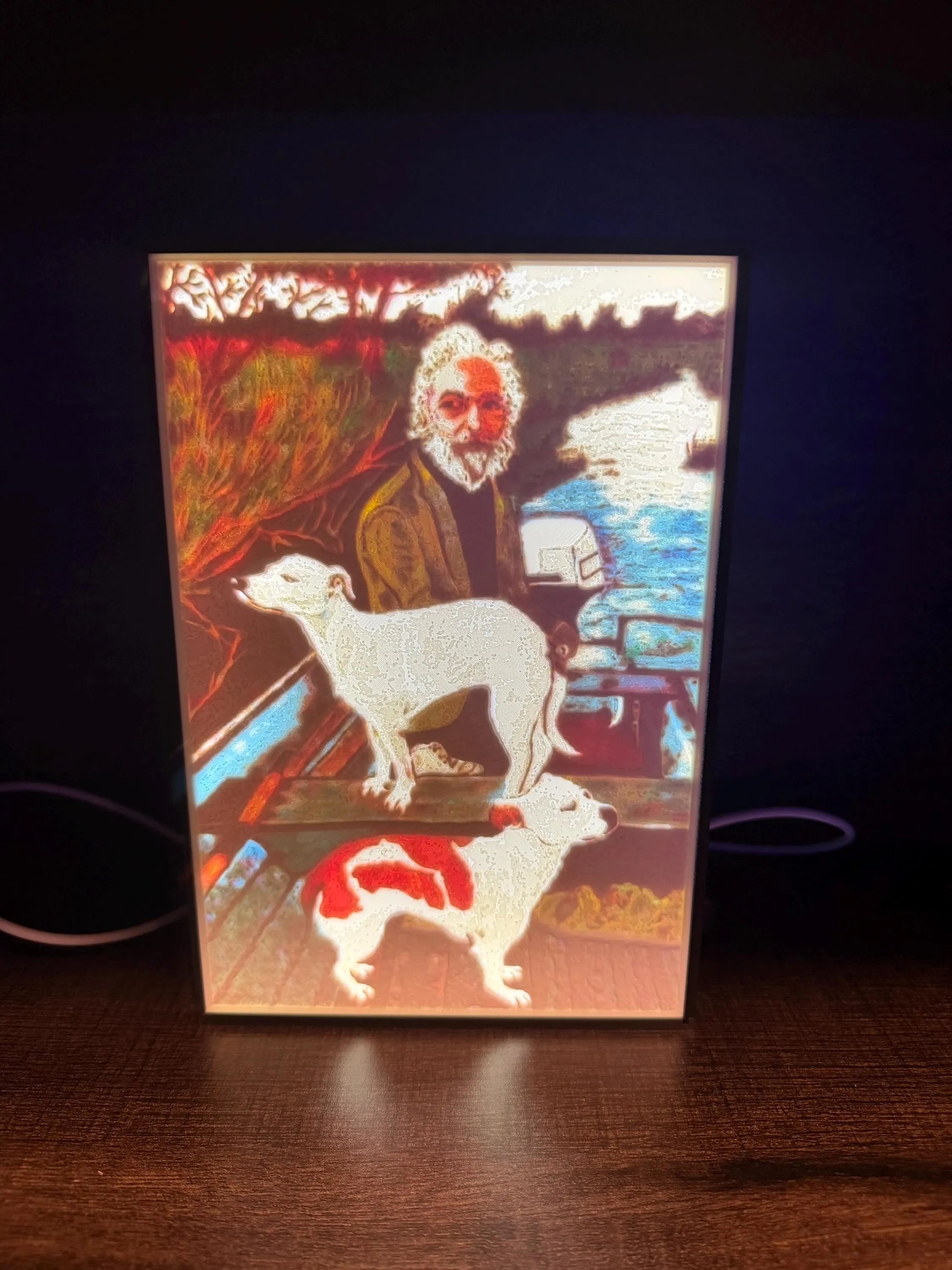 Goodfellas Inspired - Old Man with Dogs LED Lithophane Lightbox