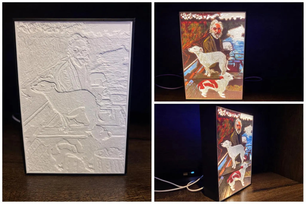 Goodfellas Inspired - Old Man with Dogs LED Lithophane Lightbox