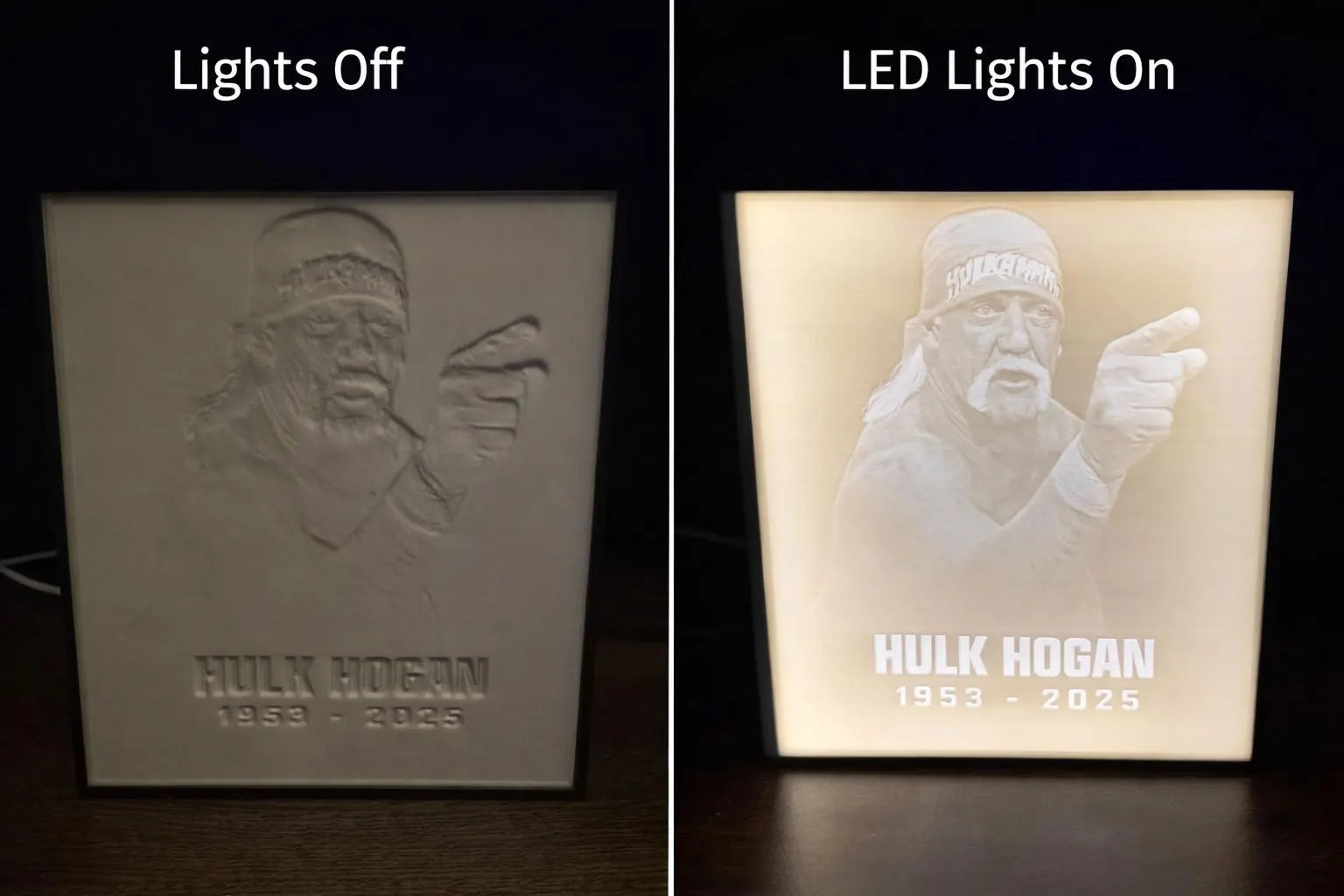 Custom Hulk Hogan Memorial LED Lithophane Light Box