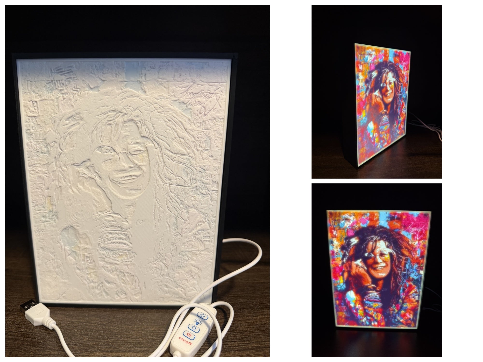 Janis Joplin Lithophane LED Lightbox
