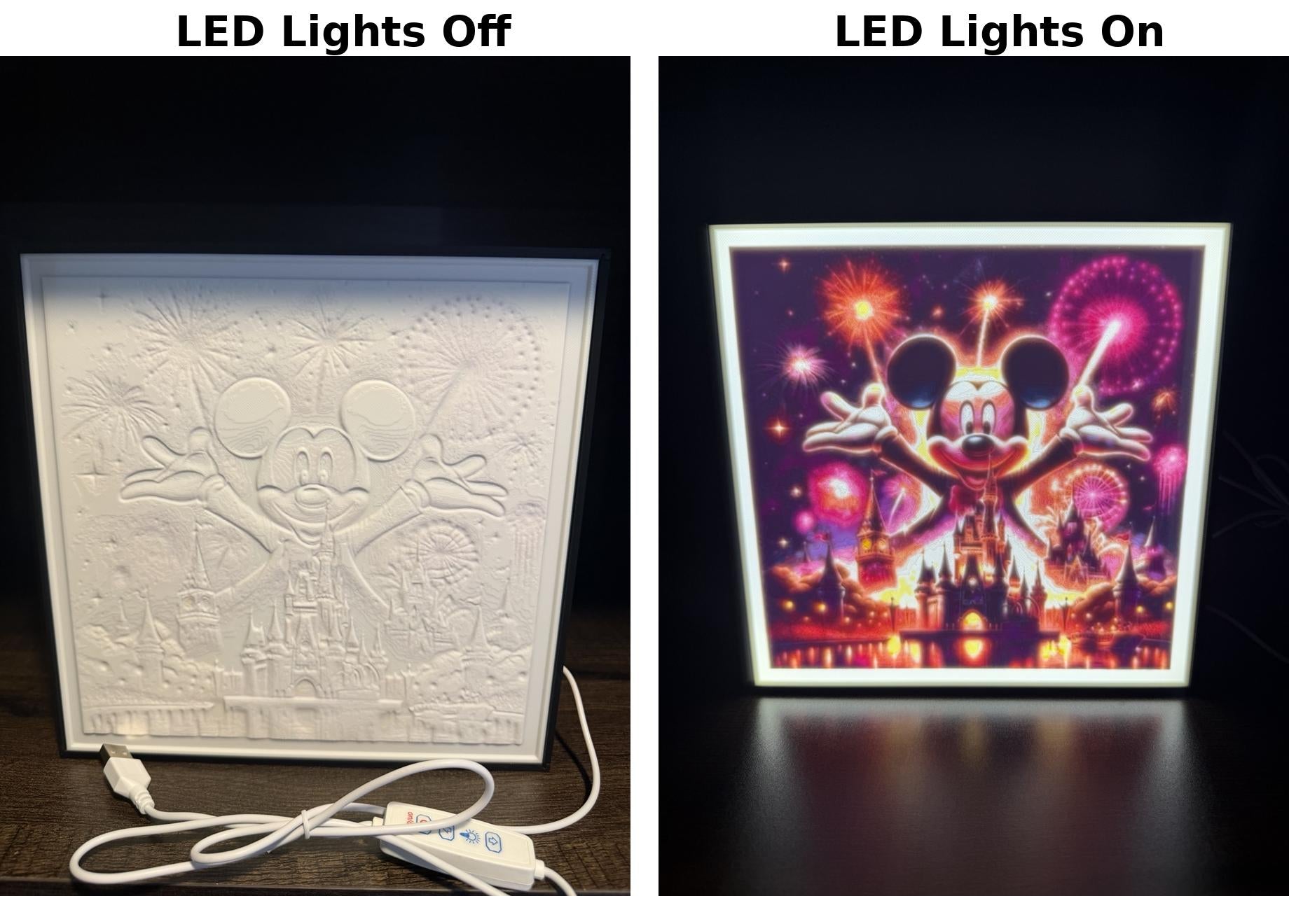 Custom Magical Castle Fireworks LED Lithophane Light Box