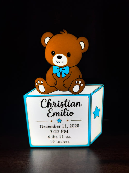 Custom Baby Keepsake Night Light – Personalized Name, Birth Stats & LED Glow