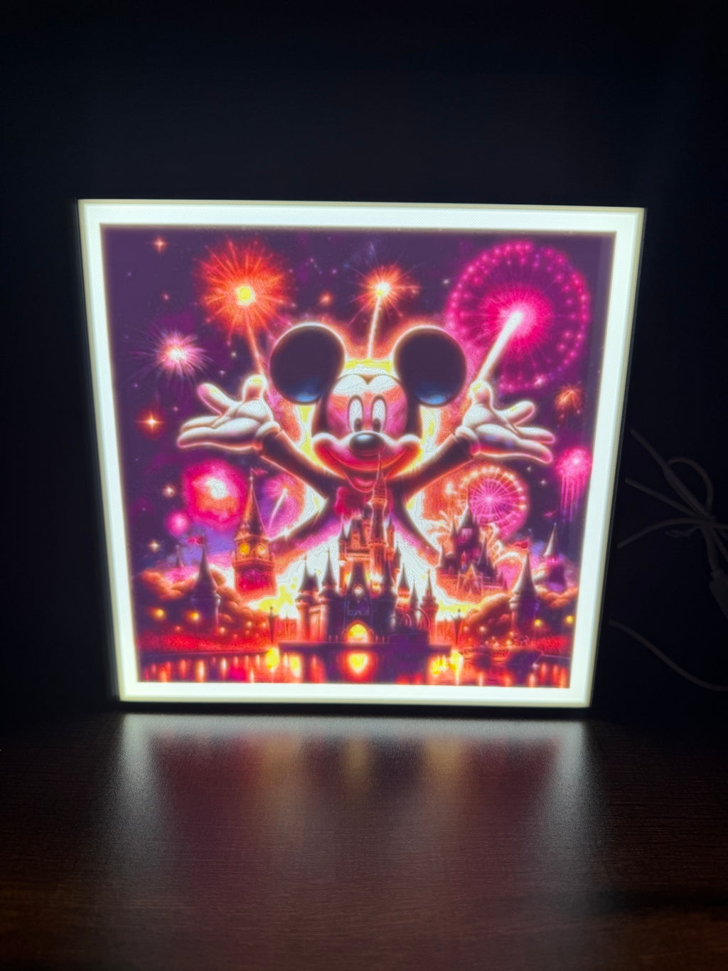 Custom Magical Castle Fireworks LED Lithophane Light Box