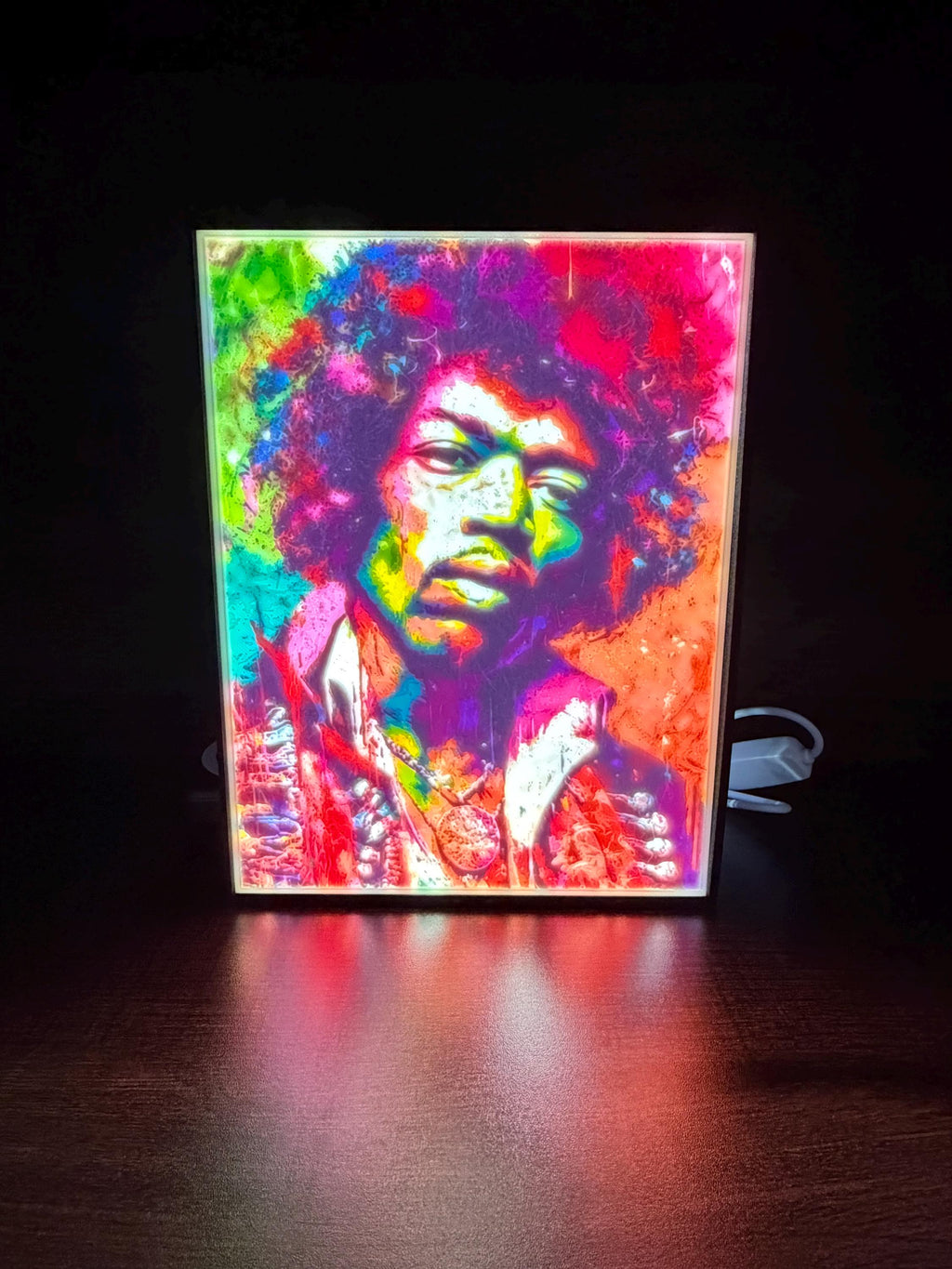 Jimi Hendrix LED Lithophane Light Box – Music Icon Wall Art Man Cave Decor