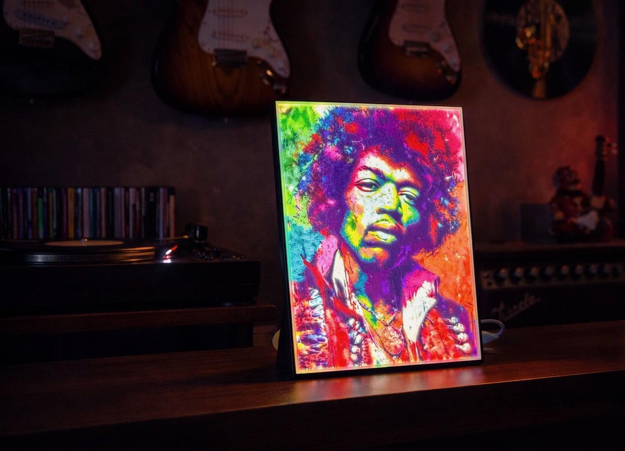 Jimi Hendrix LED Lithophane Light Box – Music Icon Wall Art Man Cave Decor