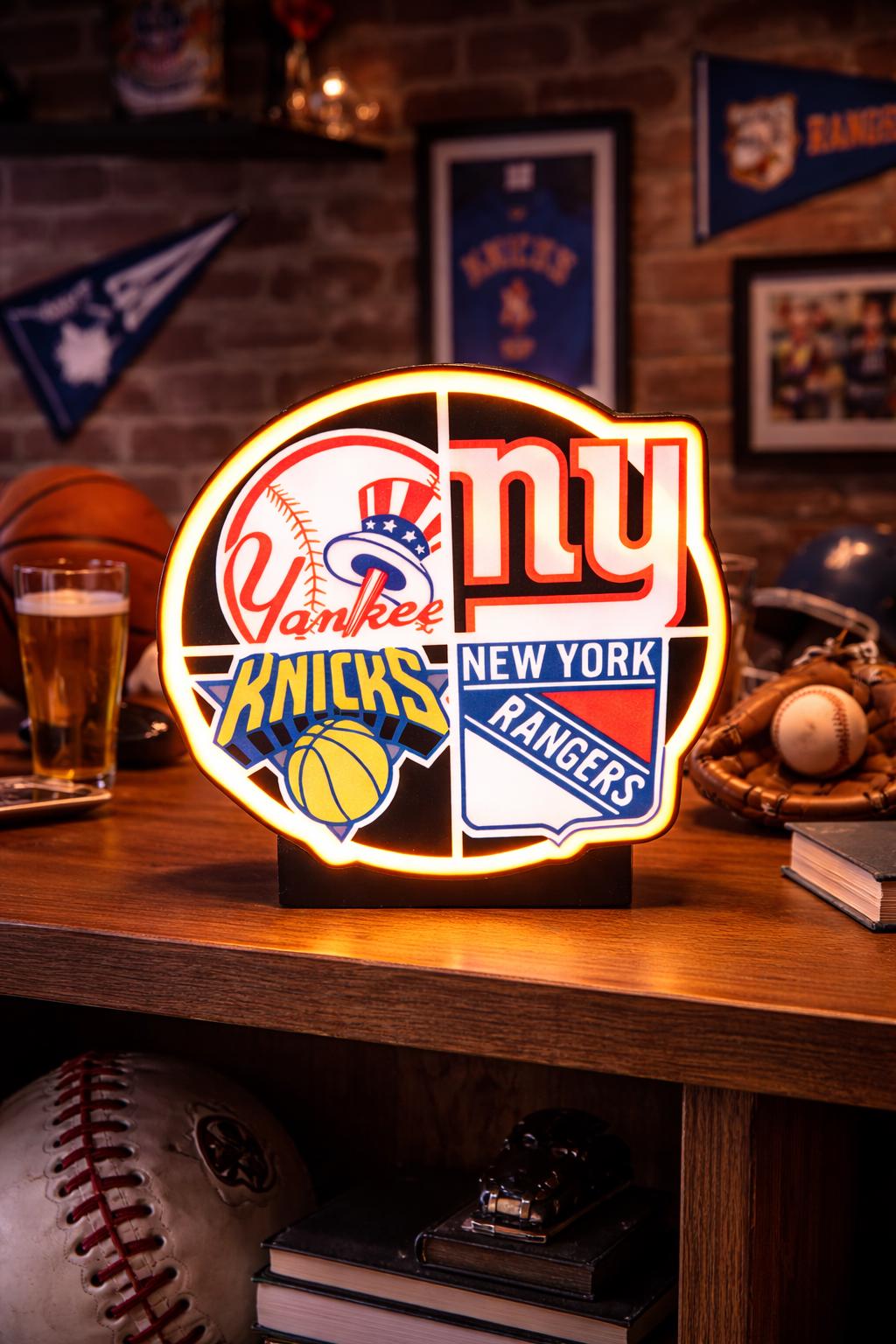 New York Sports LED Light Box – Yankees • Knicks • Rangers • Giants