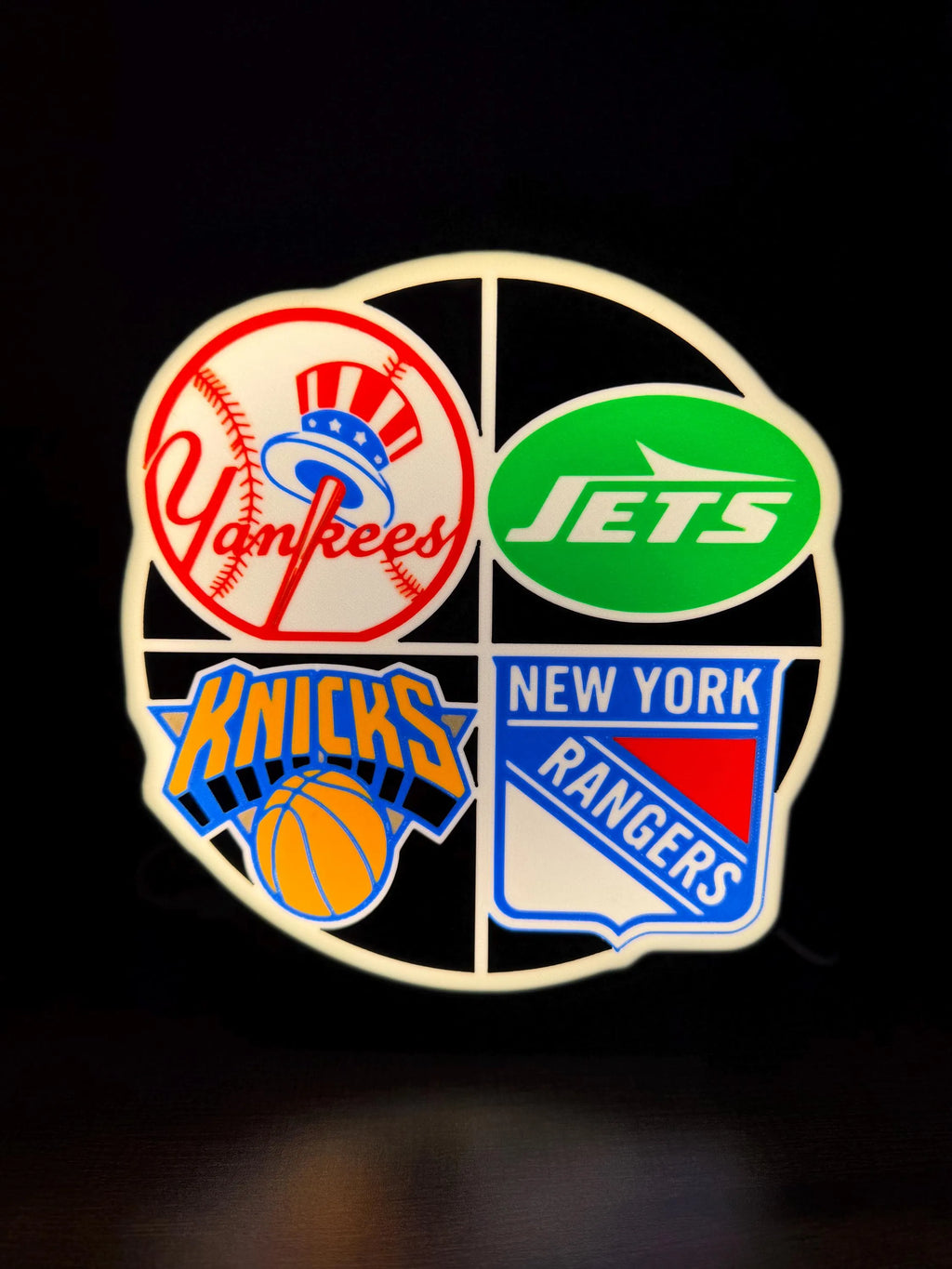 New York Sports LED Light Box – Yankees, Jets, Knicks & Rangers