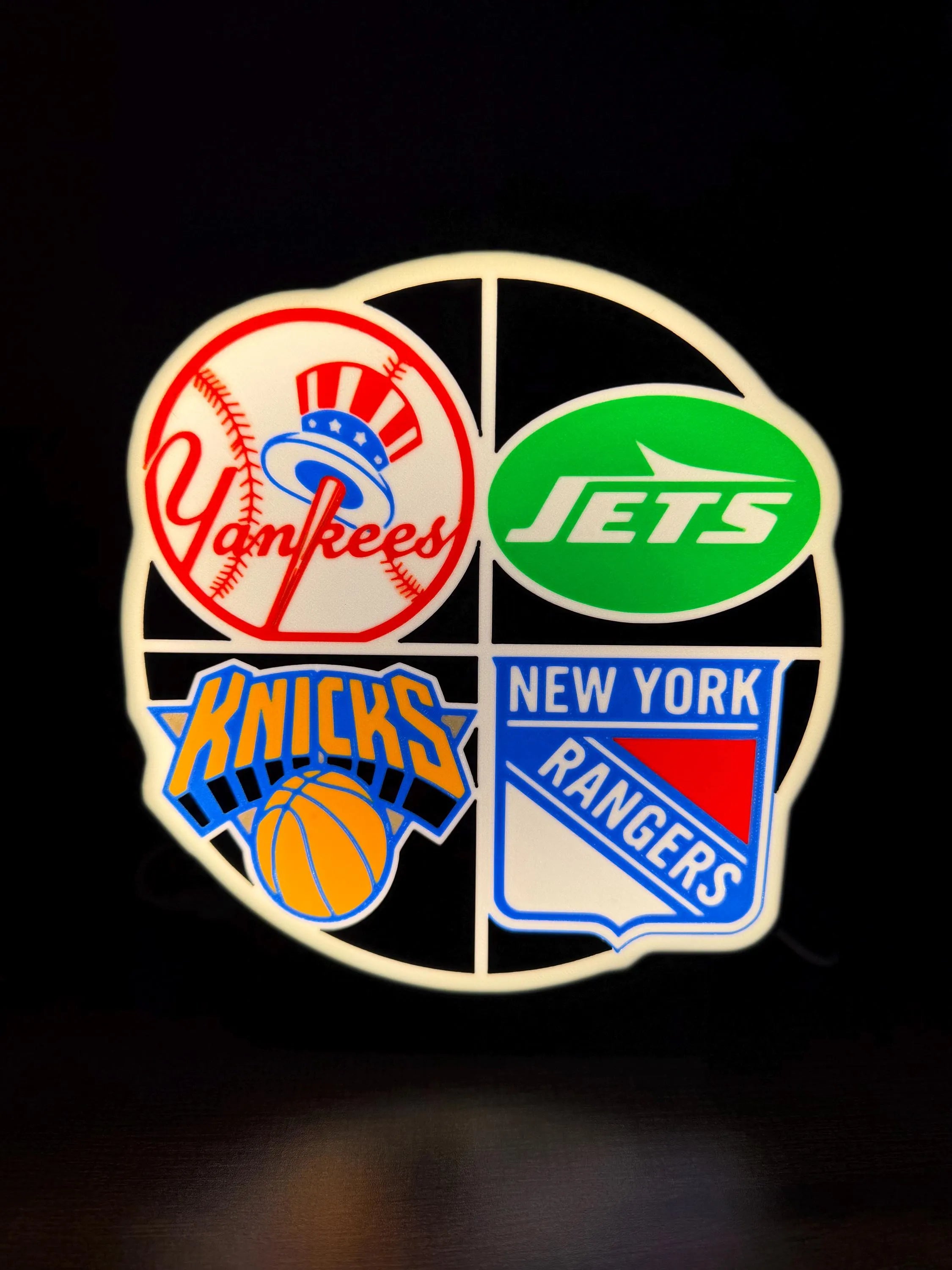 New York Sports LED Light Box – Yankees, Jets, Knicks & Rangers