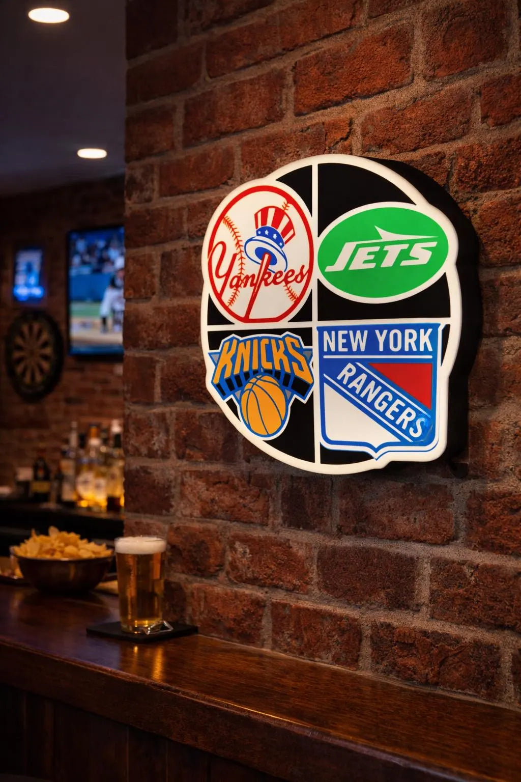 New York Sports LED Light Box – Yankees, Jets, Knicks & Rangers