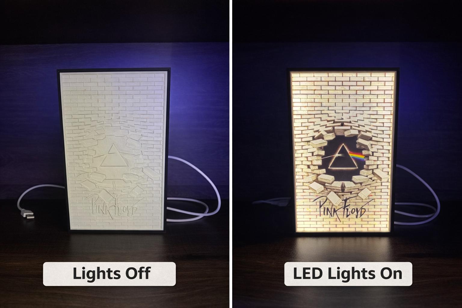Pink Floyd Inspired LED Lithophane Light Box