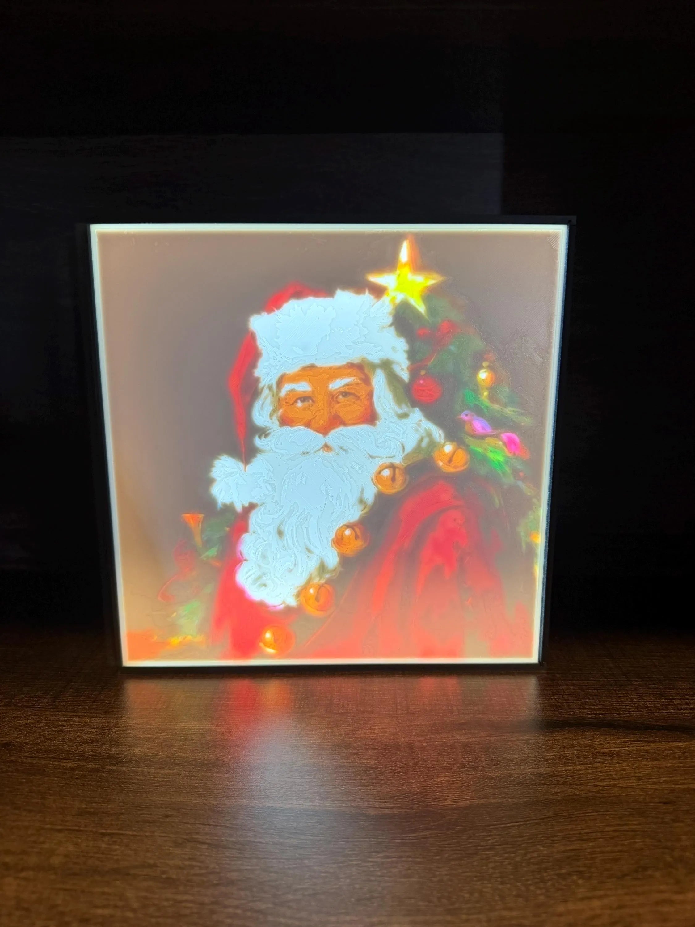 Santa Lithophane LED Lightbox – Rustic Farmhouse Christmas Decor