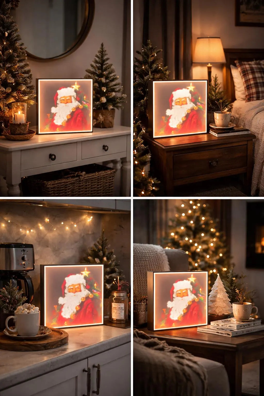 Santa Lithophane LED Lightbox – Rustic Farmhouse Christmas Decor