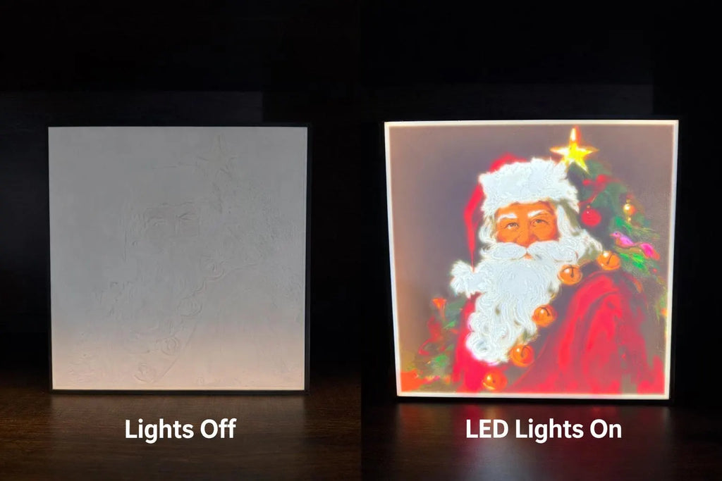 Santa Lithophane LED Lightbox – Rustic Farmhouse Christmas Decor