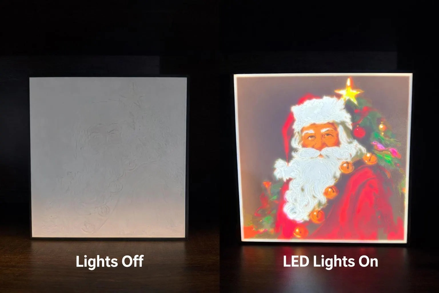 Santa Lithophane LED Lightbox – Rustic Farmhouse Christmas Decor