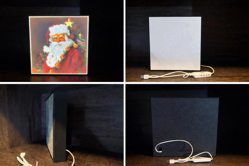 Santa Lithophane LED Lightbox – Rustic Farmhouse Christmas Decor
