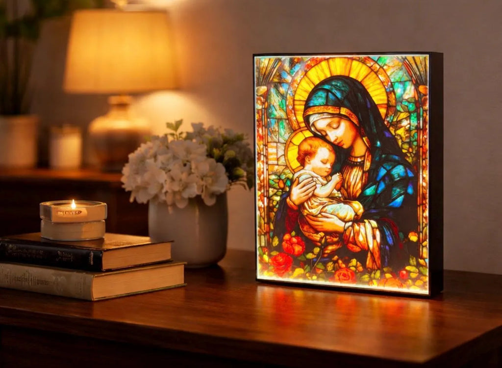 Virgin Mary & Child LED Light Box