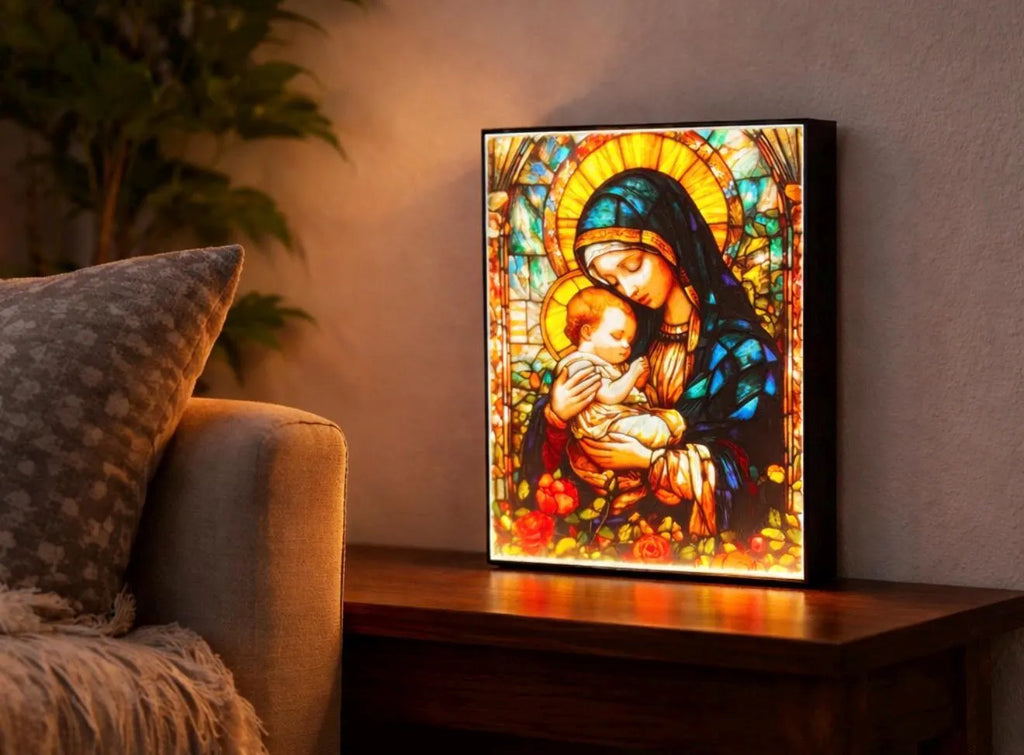 Virgin Mary & Child LED Light Box