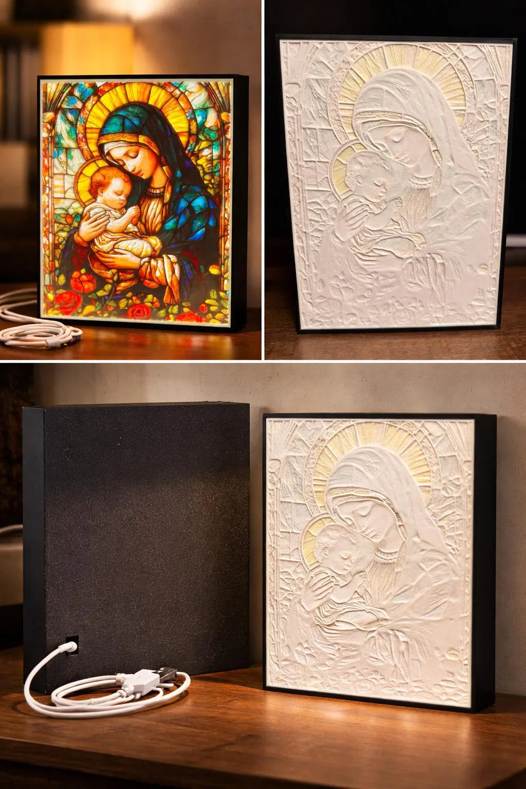 Virgin Mary & Child LED Light Box