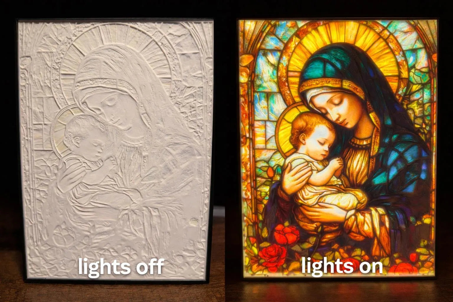 Virgin Mary & Child LED Light Box