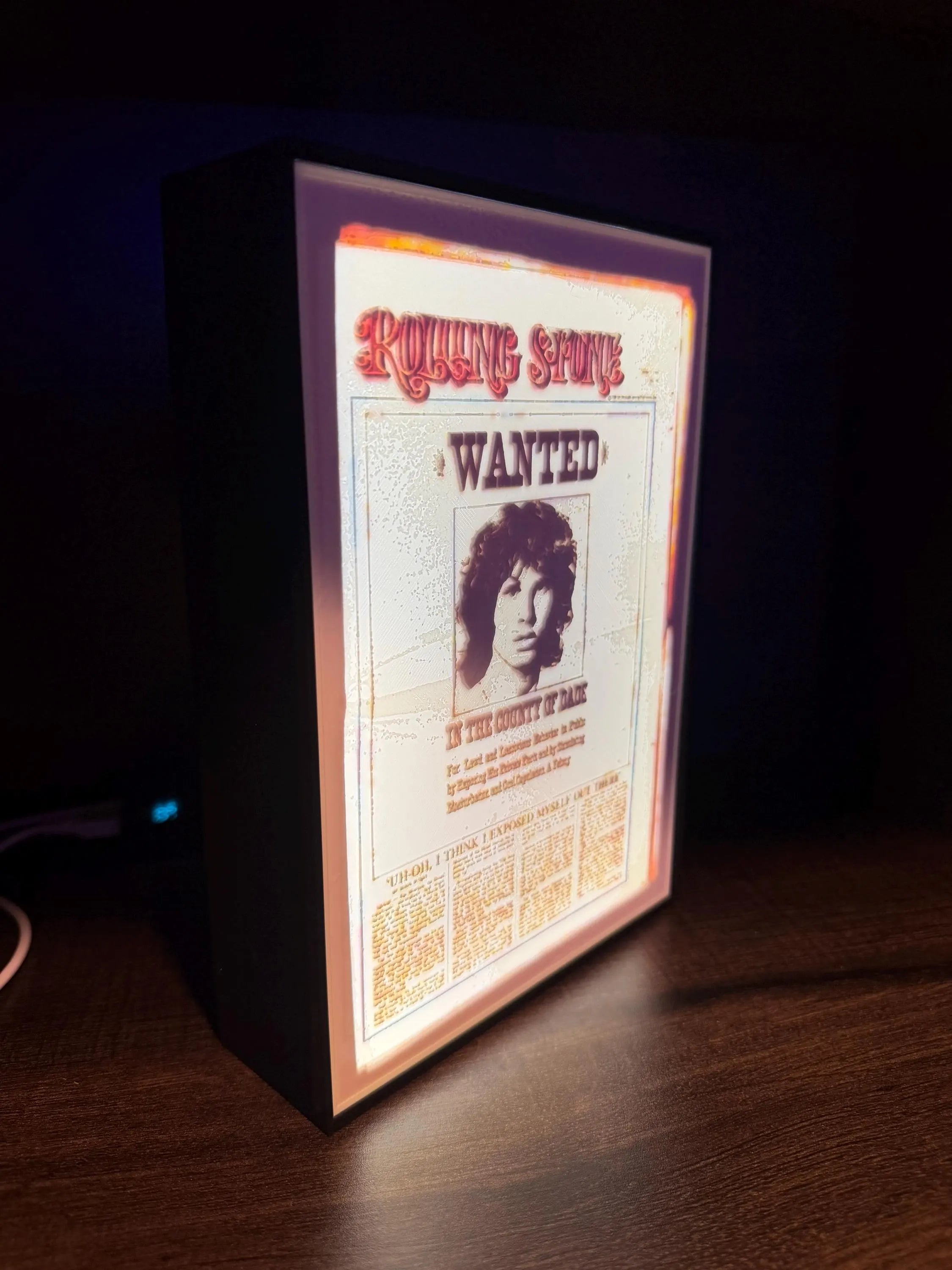 Jim Morrison “Wanted” Lithophane LED Light Box