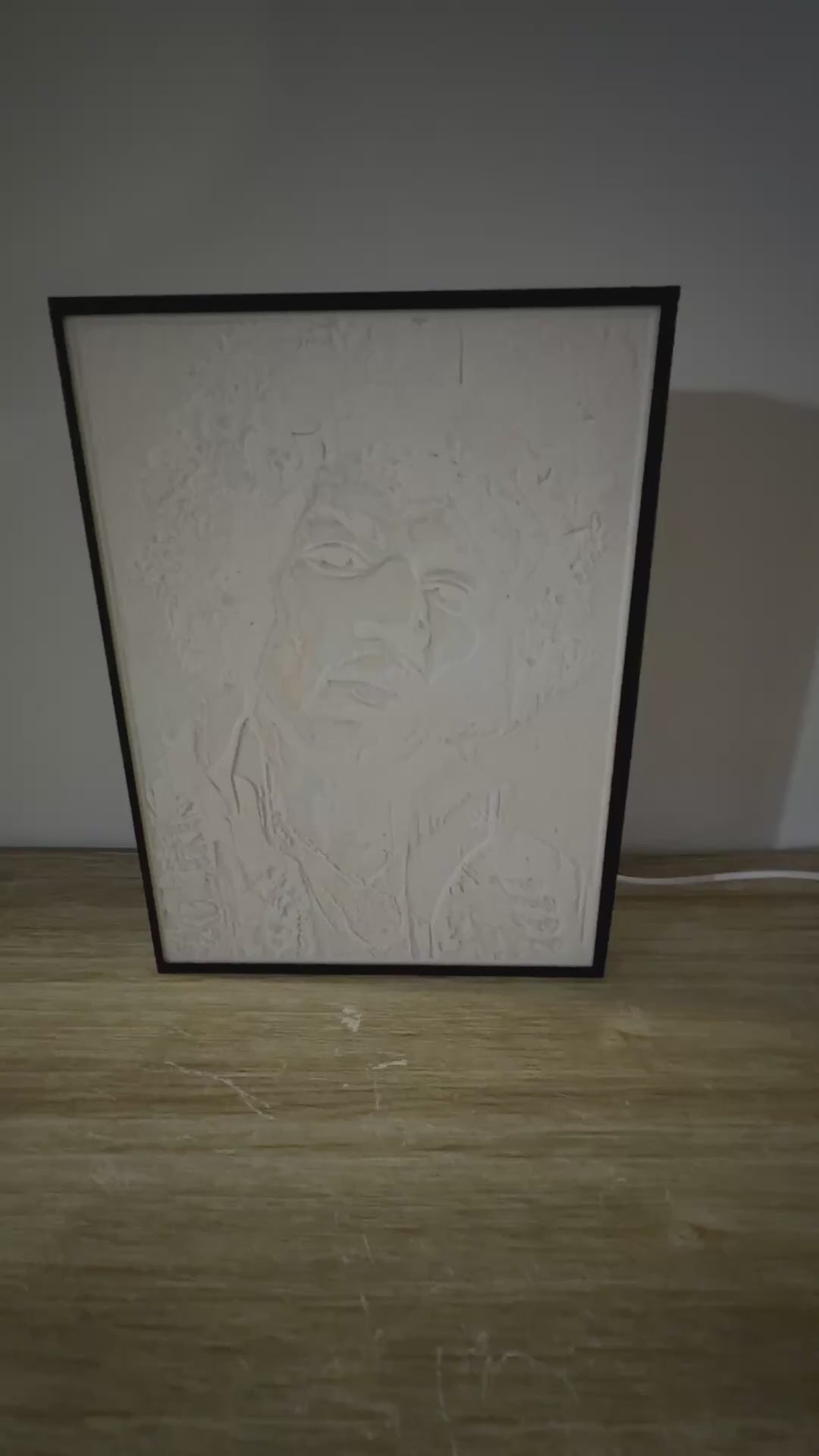 Jimi Hendrix LED Lithophane Light Box – Music Icon Wall Art Man Cave Decor